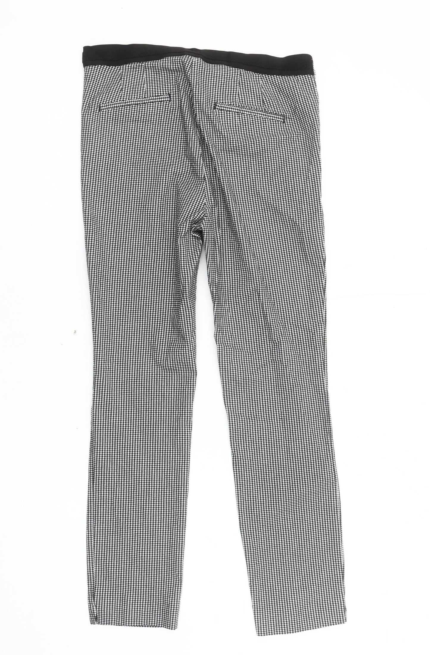Zara Women's Black Houndstooth Straight Trousers L