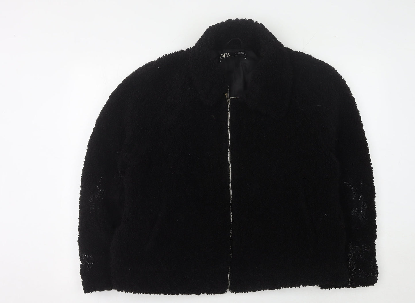 Zara Women's Black Mid-Length Jacket - Size L