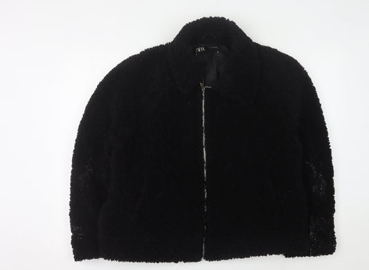 Zara Women's Black Mid-Length Jacket - Size L