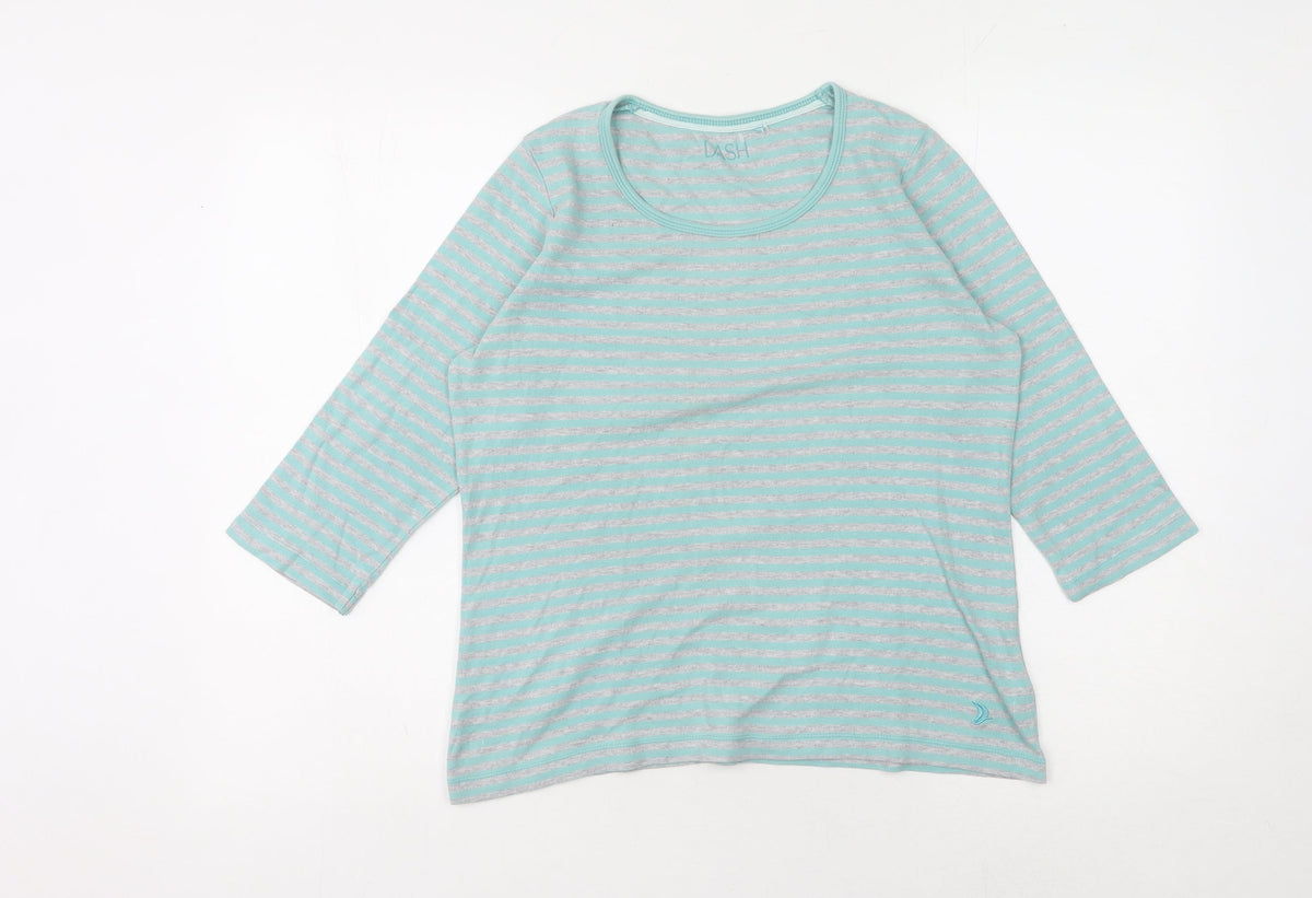 Dash Women’s Blue Striped 3/4 Sleeve T-Shirt Size 12