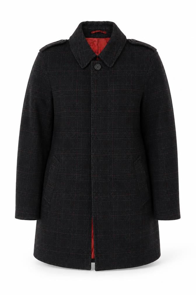 Holland Esquire Women's Black Check Wool Overcoat M