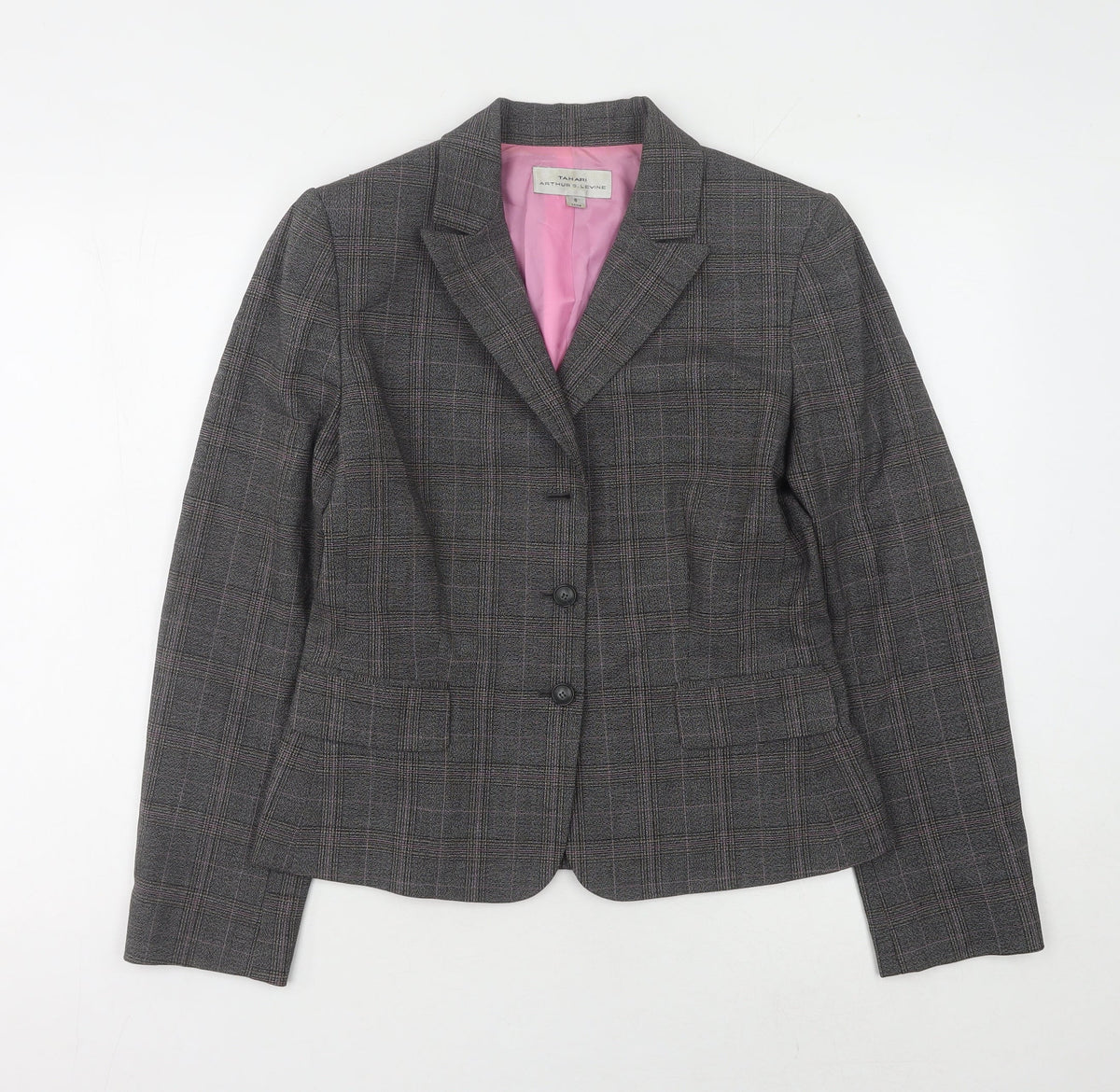 Tahari Women's Grey Plaid Blazer, Size 8, Business
