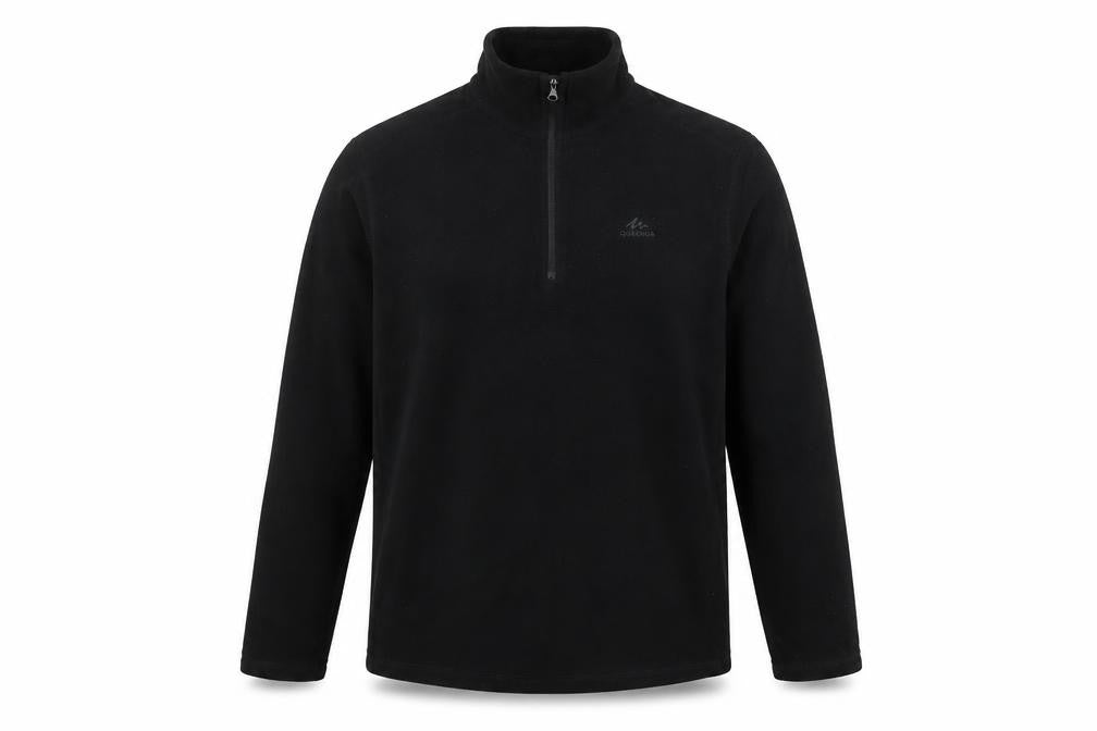 Men's Black Fleece High Neck Zip Medium Top