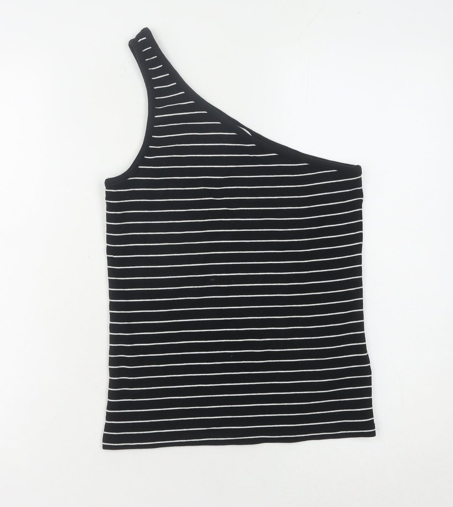 Marks and Spencer Women's Black Striped One Shoulder Tank