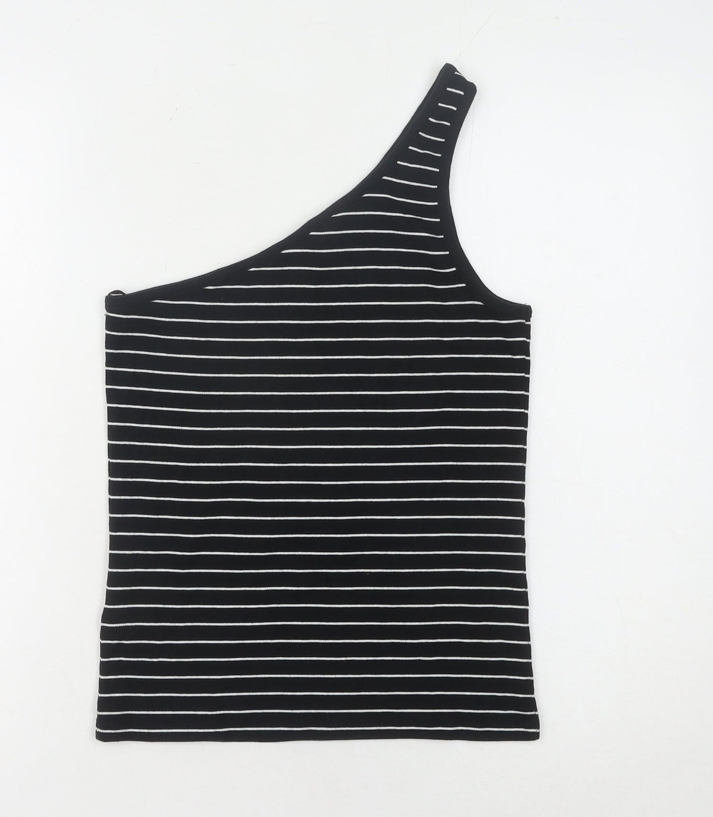 Marks and Spencer Women's Black Striped One Shoulder Tank
