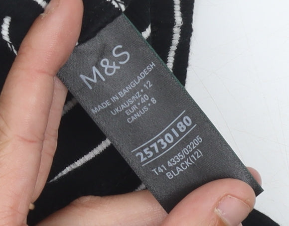 Marks and Spencer Women's Black Striped One Shoulder Tank