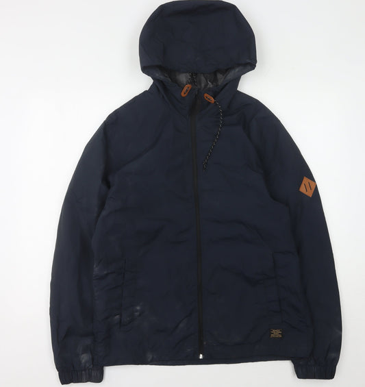 H&M Men's Blue M Windbreaker Jacket Hooded Full Zip