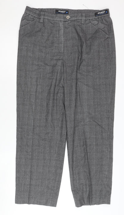Michele Women's Grey Check Slim Trousers Size 12