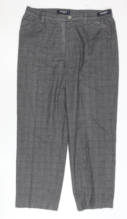 Michele Women's Grey Check Slim Trousers Size 12