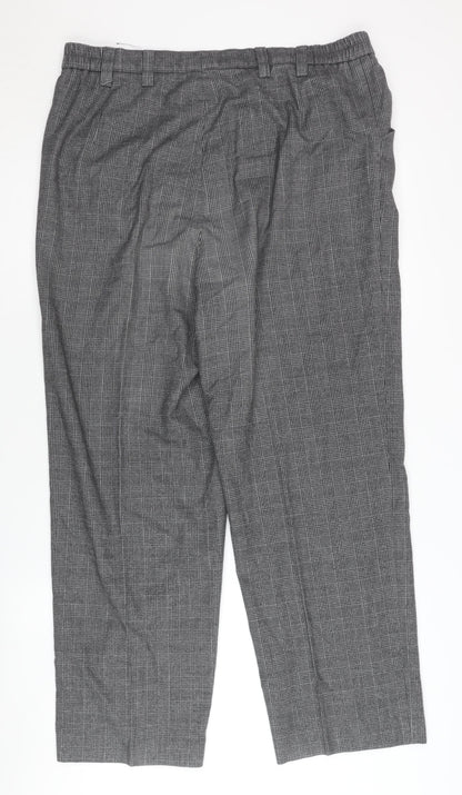 Michele Women's Grey Check Slim Trousers Size 12