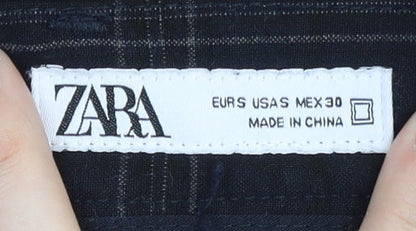 Zara Men's Black Checked Trousers, Size 30