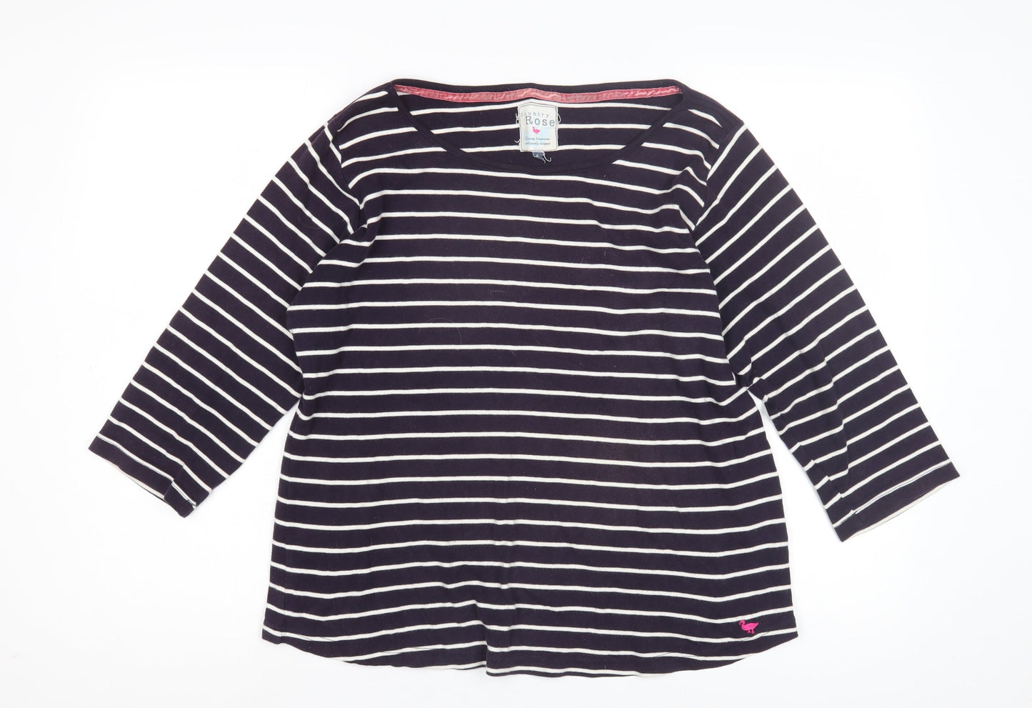 Country Rose Women's Black Striped Jersey Top L