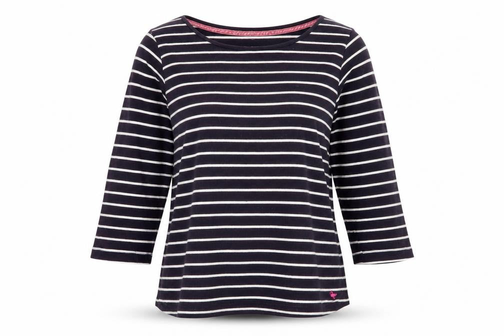Country Rose Women's Black Striped Jersey Top L