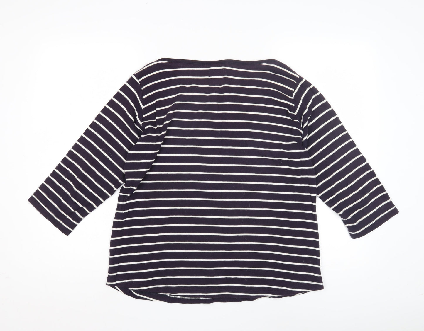 Country Rose Women's Black Striped Jersey Top L