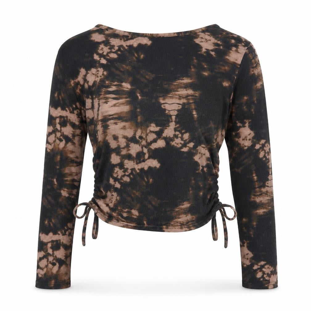 Boohoo Women's Black Tie-Dye Cropped Top Size 10