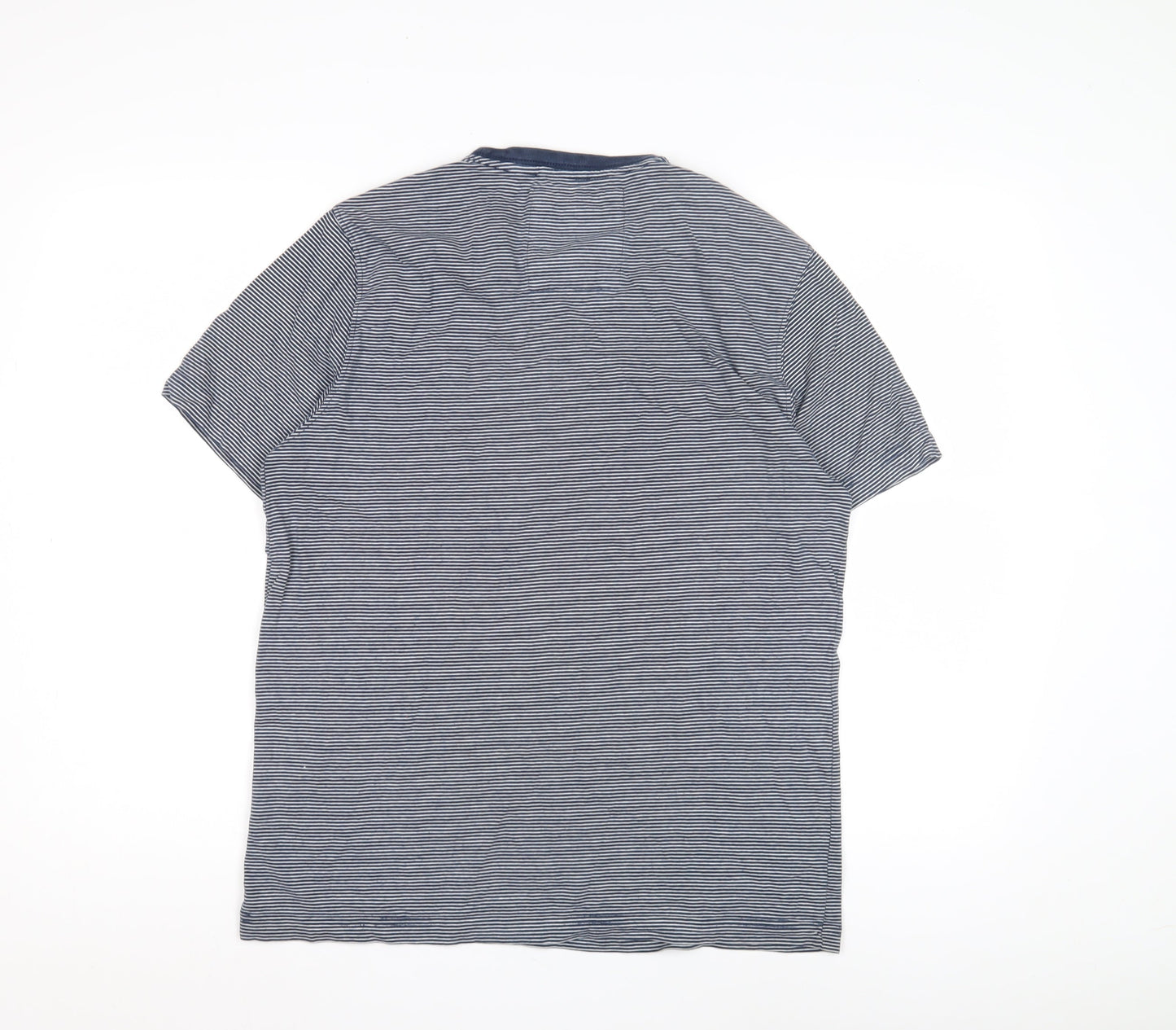 Crew Clothing Co. Men's Blue Striped M T-Shirt, Logo, Cotton