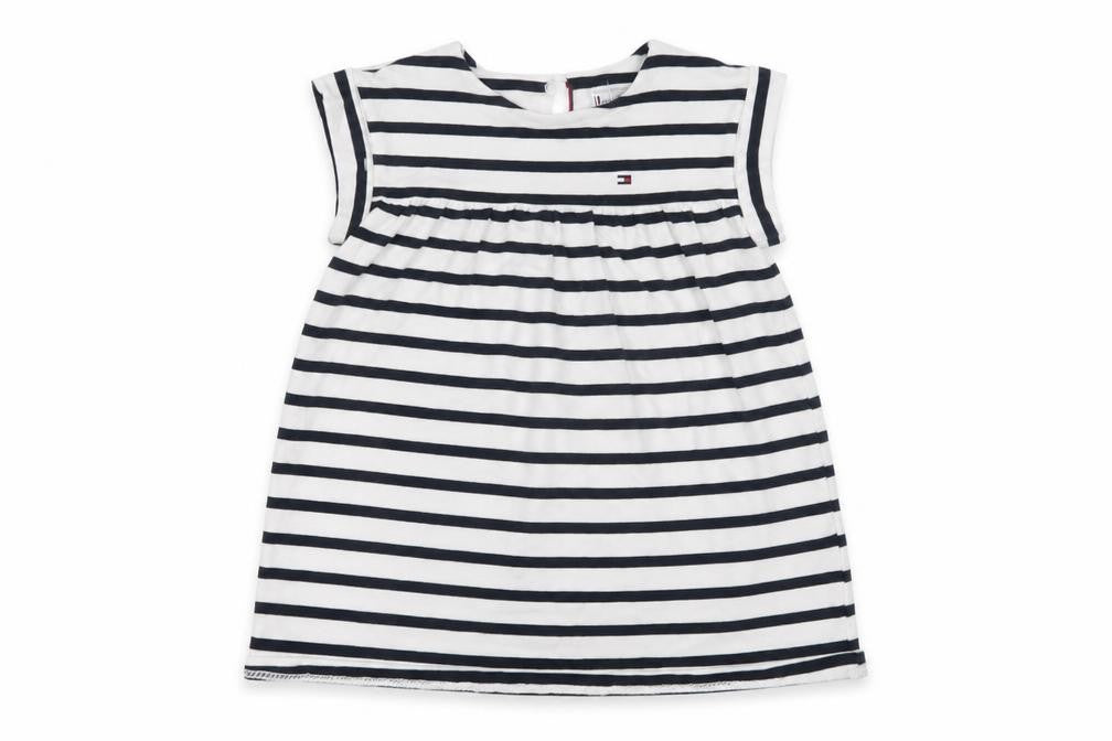Tommy Hilfiger Girls Navy Striped A-Line Dress, 24 Months
