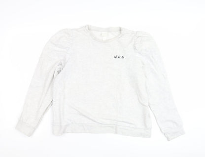 H&M Women's White Pullover Sweatshirt, Casual Cotton, Size M