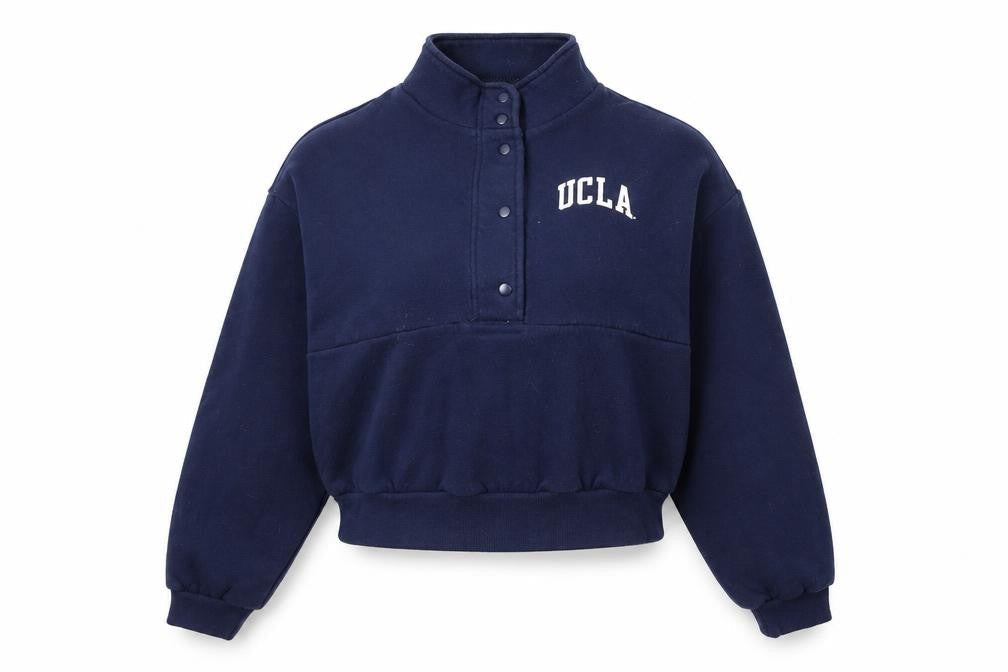 H&M Unisex Blue College Henley Sweatshirt M