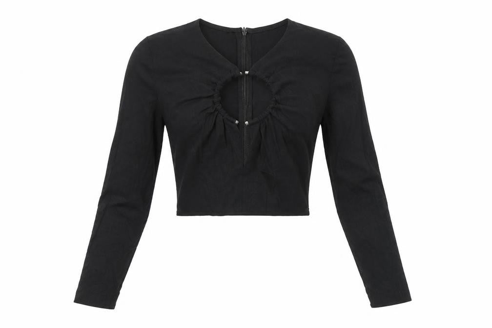 Zara Women's Black Cropped Blouse - Size S