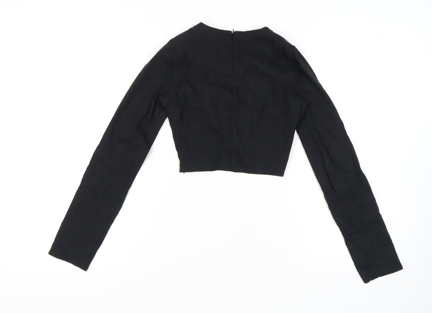 Zara Women's Black Cropped Blouse - Size S