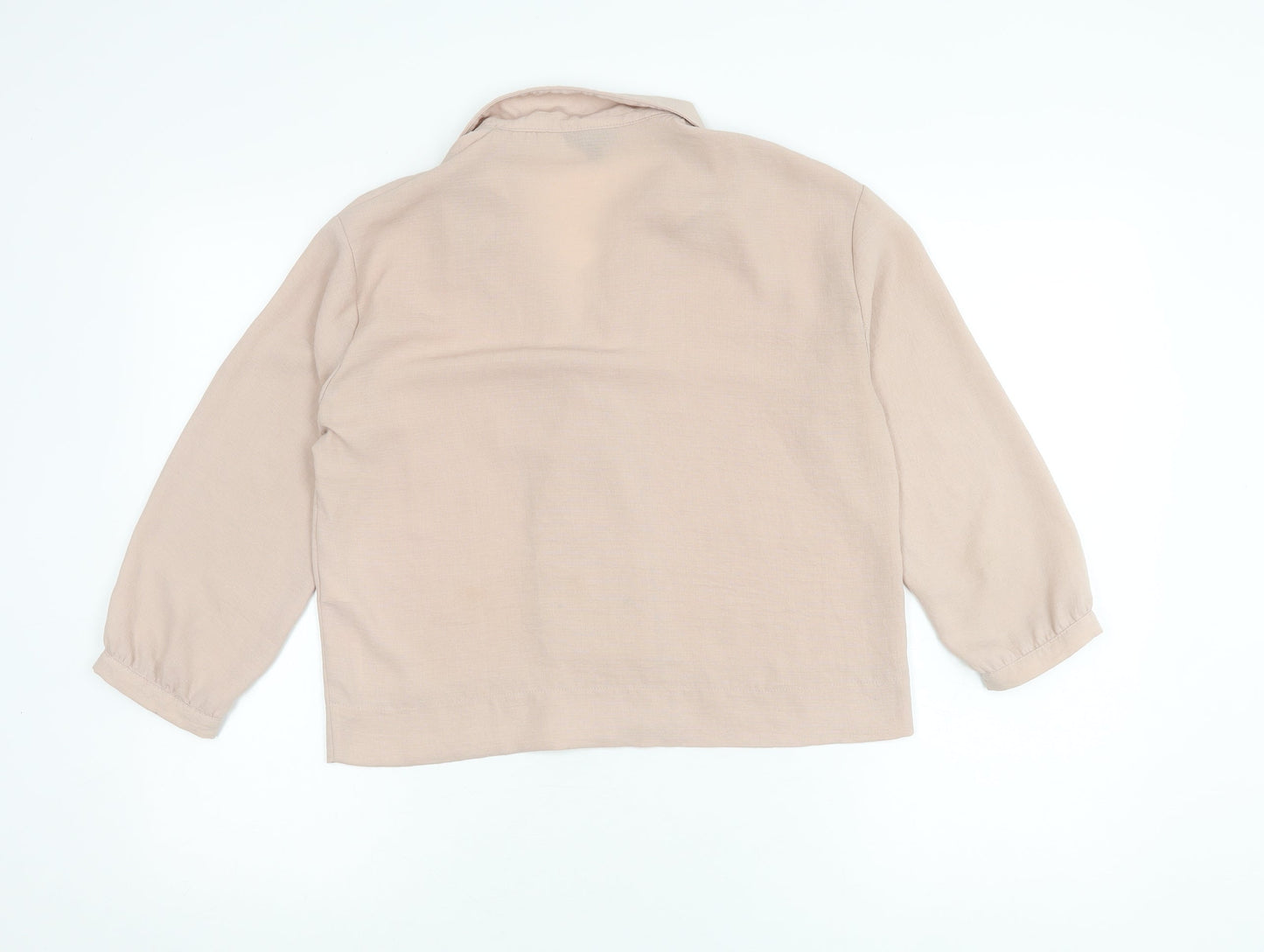 Topshop Women's Beige Collared Long Sleeve Shirt, Size 8