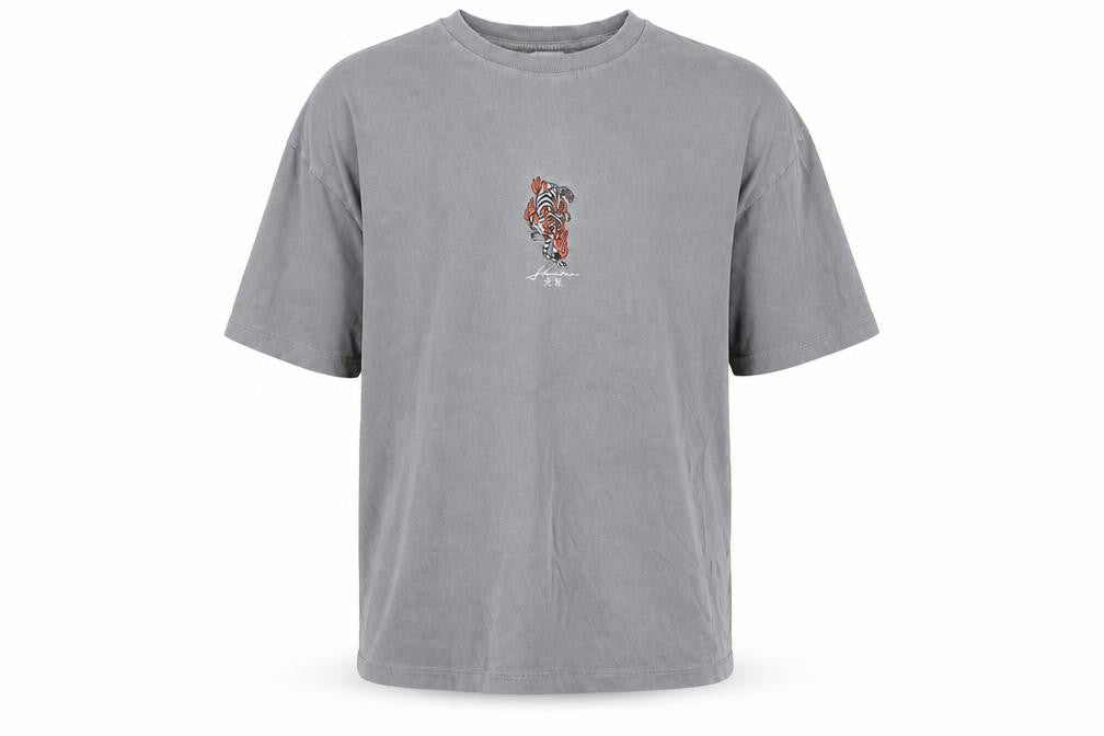 ABSENT Grey Cotton Tiger Graphic T-Shirt M Men's
