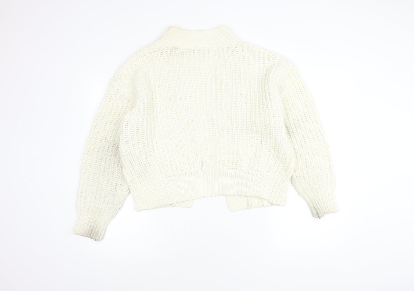 Brave Soul Women's Ivory Open Front Cardigan XS Chunky Knit