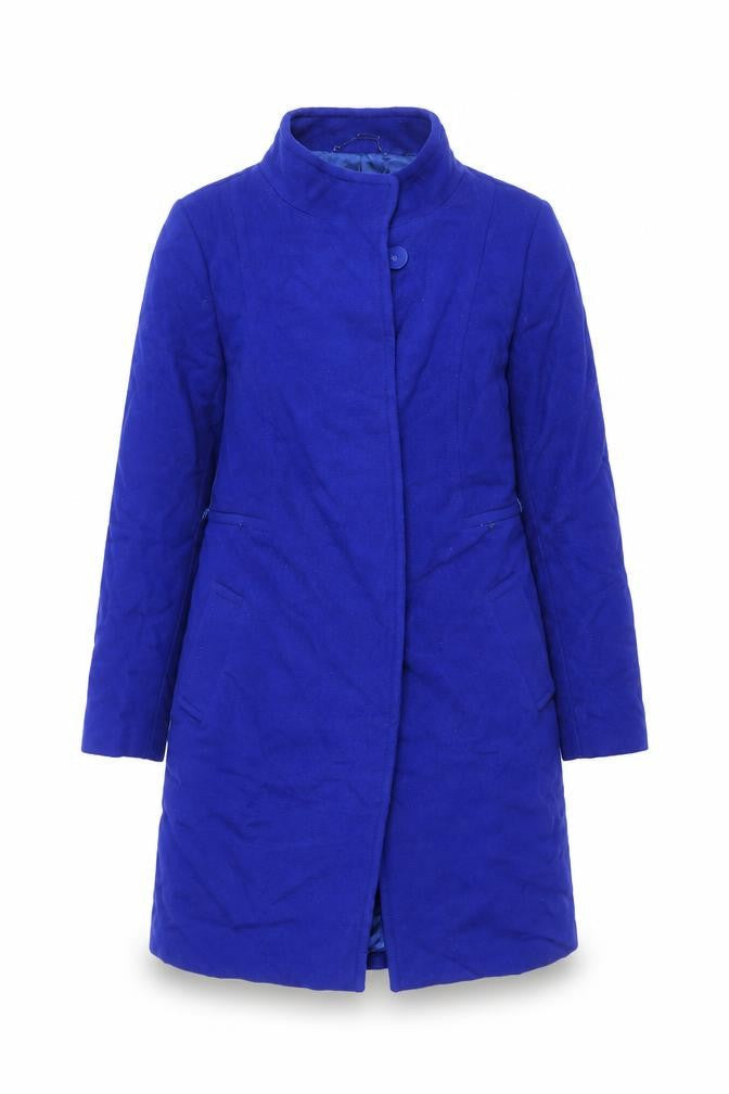 Coast Women's Blue Long Wool Blend Overcoat Size 14