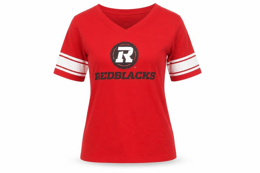 SOGO Red Men's V-Neck Ringer T-Shirt M, Sports Style