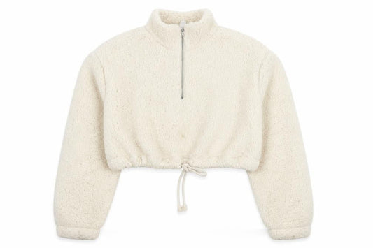 Topshop Women’s Ivory Cropped Zip Hoodie UK 8