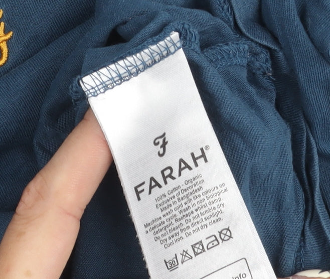 Farah Men's Blue Crew Neck T-Shirt Medium Size