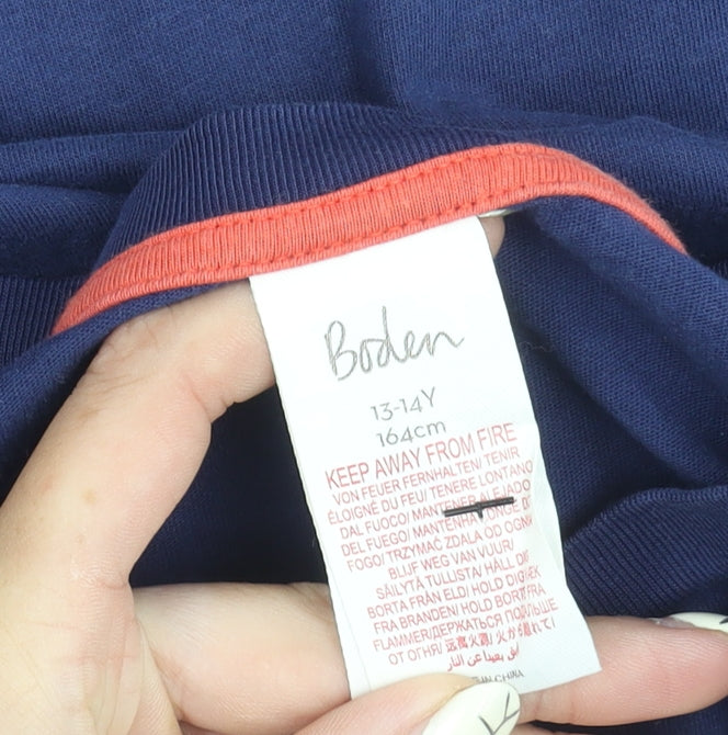 Boden Girls Blue T-Shirt, Crew Neck, Size 13-14 Years