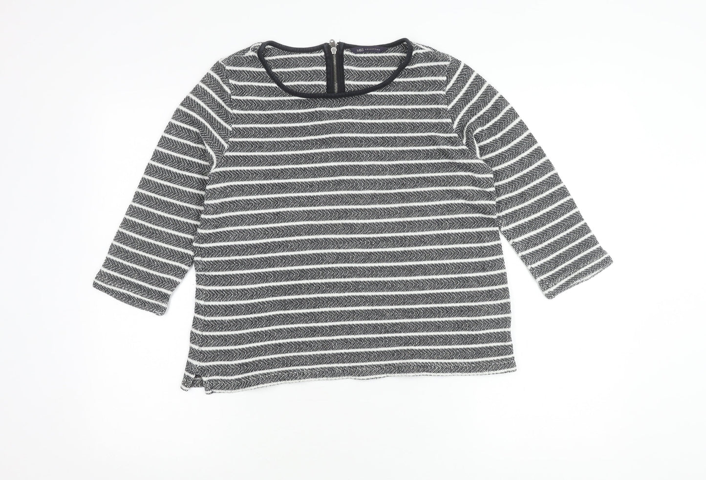 Marks and Spencer Women's Black Striped Top UK 14