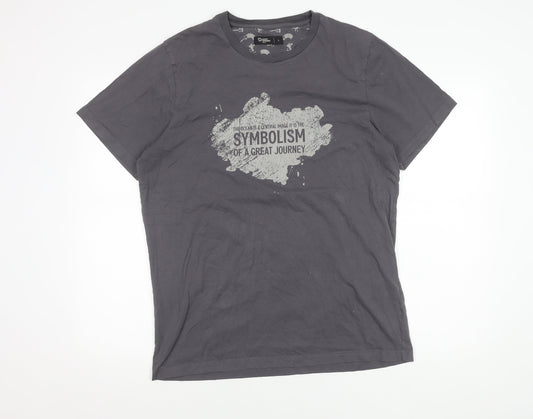 Body Spinner Men's Grey Graphic Print T-Shirt L