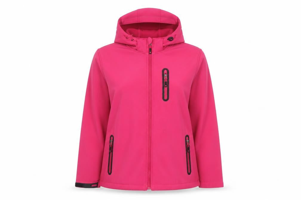 WeiHong Women's Pink Softshell Hooded Jacket 2XL