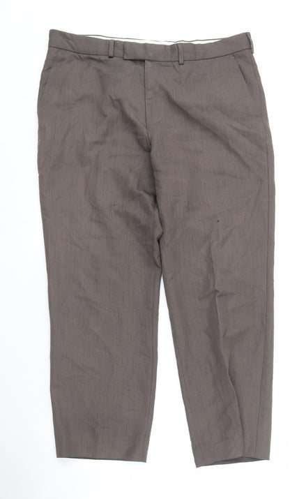Greenwoods Men's Brown Straight Trousers 34W