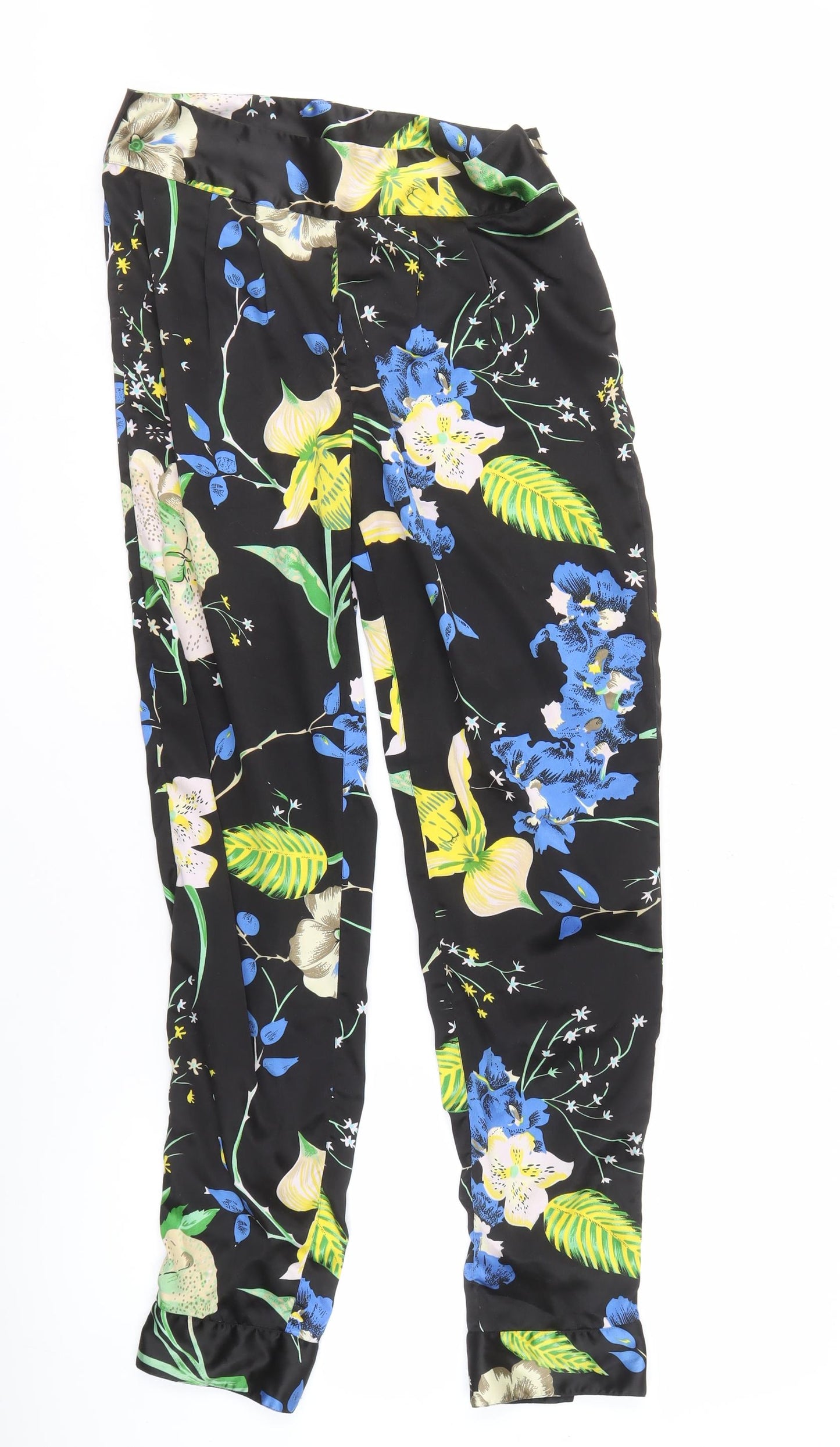 Vila Women's Black Floral Trousers, Size M