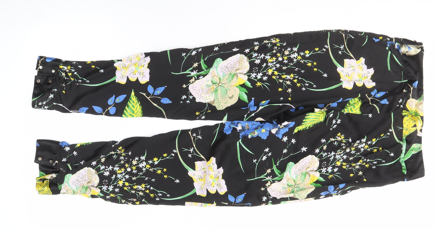 Vila Women's Black Floral Trousers, Size M