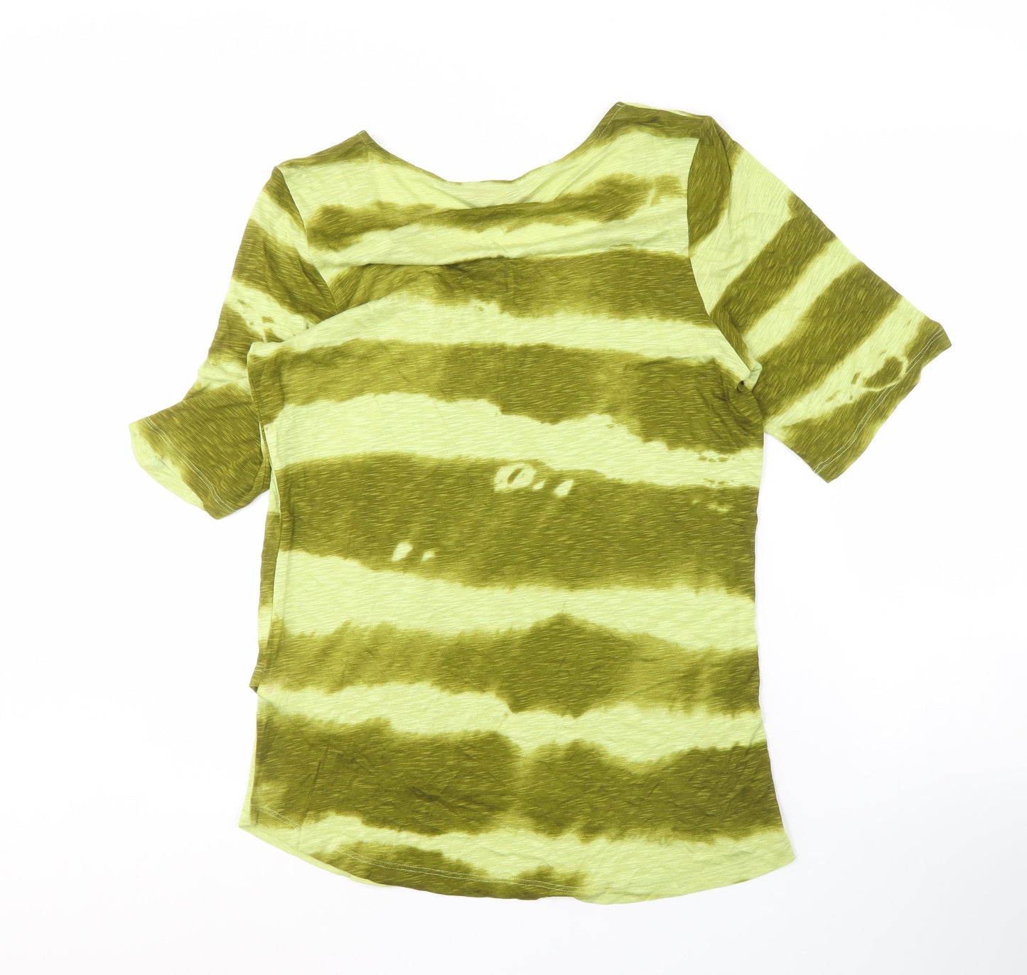 Marks & Spencer Women's Green Stripe T-Shirt Size 16
