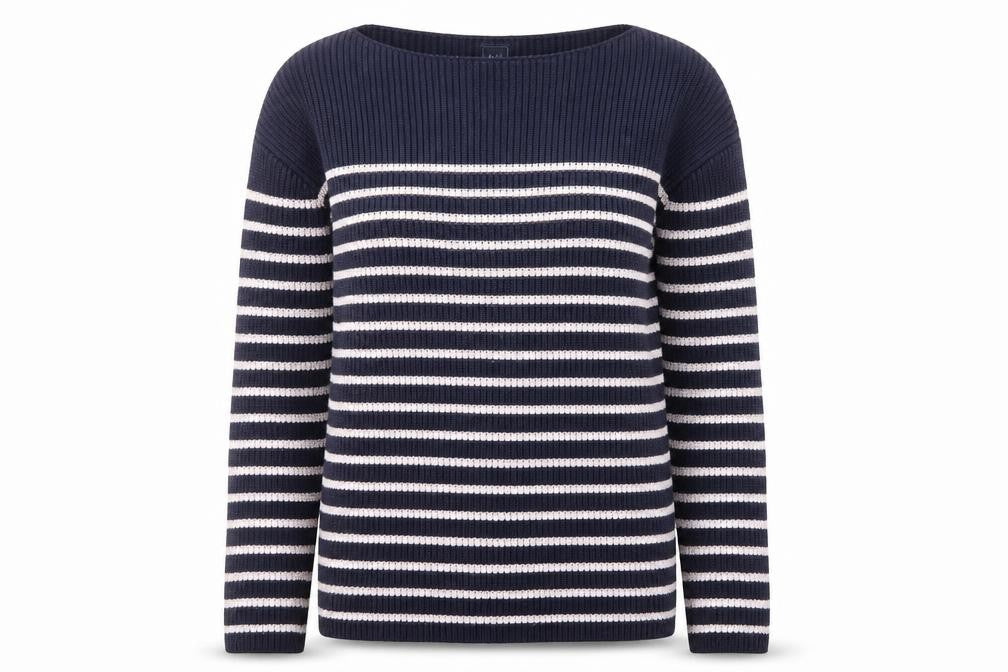 GAP Women's Blue Striped Boat Neck Pullover Jumper S