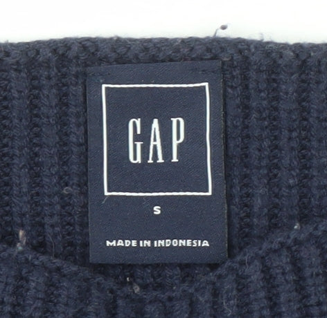 GAP Women's Blue Striped Boat Neck Pullover Jumper S