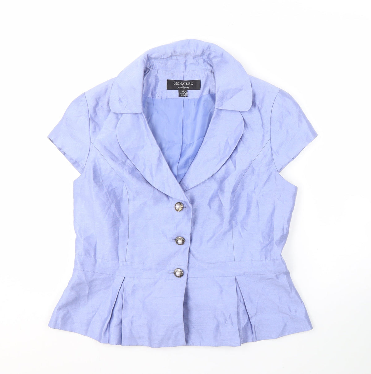 Signature Blue Suit Top, Women's 14, Lined, Short Sleeve