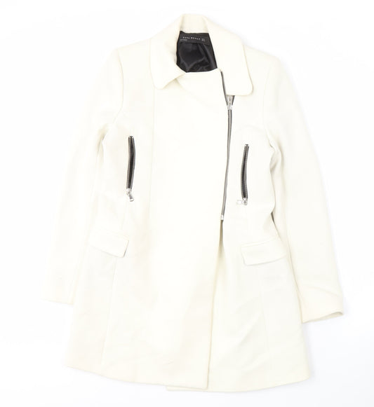 Zara Woman Ivory Motorcycle Coat - Size S
