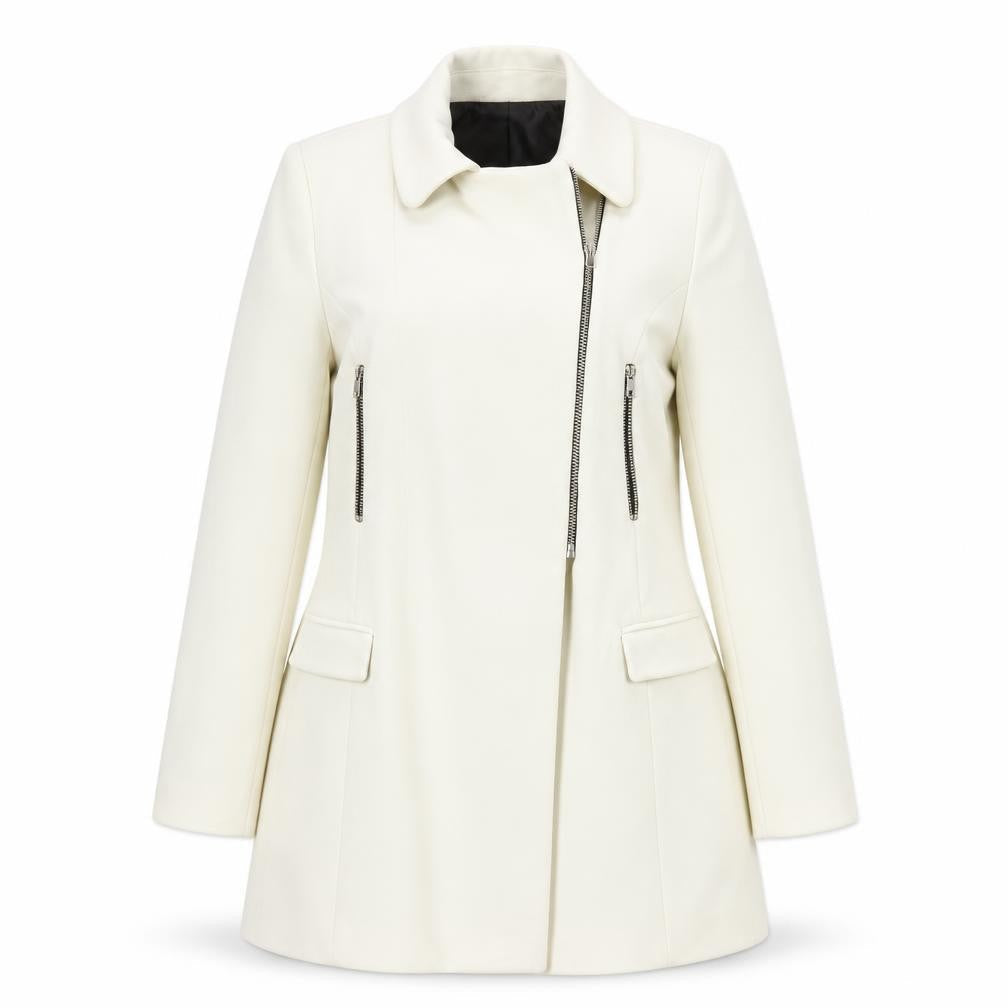 Zara Woman Ivory Motorcycle Coat - Size S