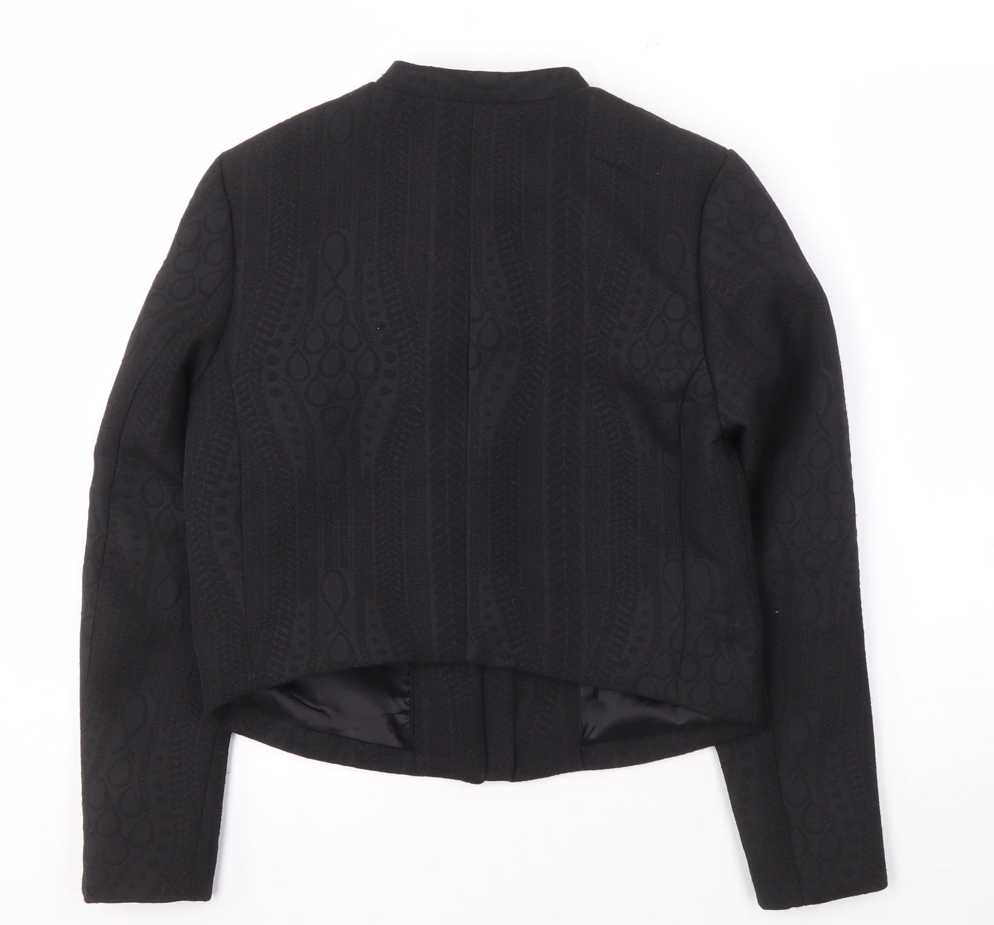 H&M Women's Black Jacket Size 8 with Zipped Pockets