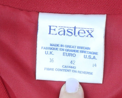 Eastex Women's Red Suit Jacket Size 16 Single-Breasted
