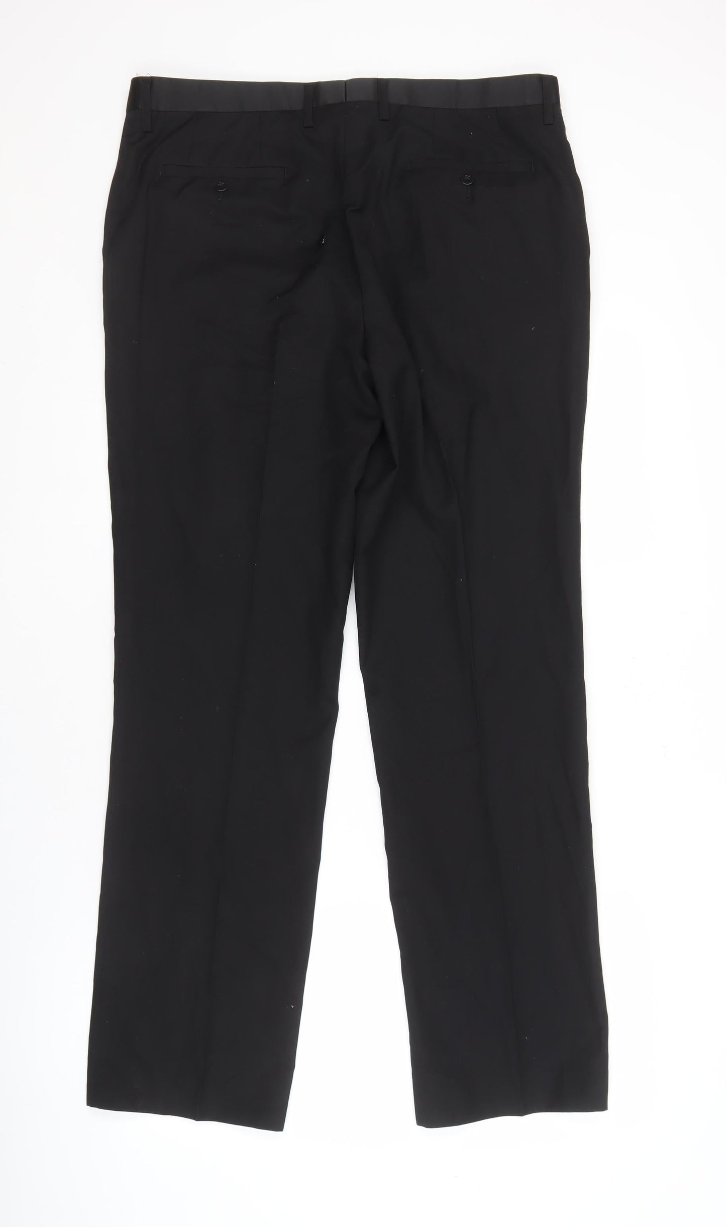 White Label Men's Black Trousers 36x32 Regular Fit