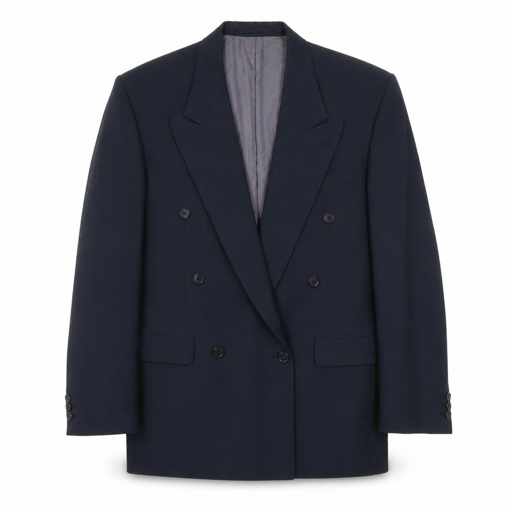 A.W. Trench Men's Blue Wool Blazer, 38L Double-Breasted