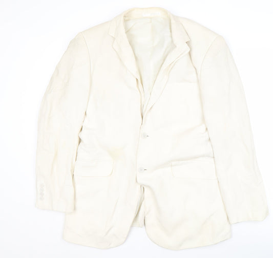 Milan Collection Men's Ivory Linen Blazer 40 Long